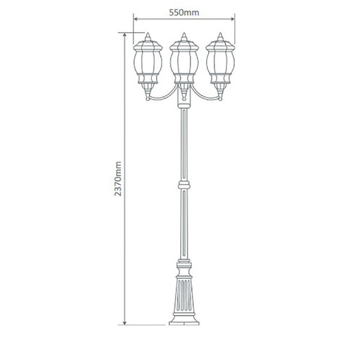 Buy Post Lights Australia Vienna Post 3 Lights H2370mm Black Aluminium - 15975