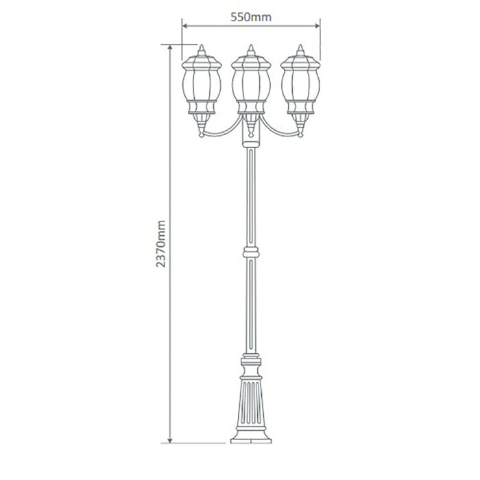 Buy Post Lights Australia Vienna Post 3 Lights H2370mm Black Aluminium - 15975