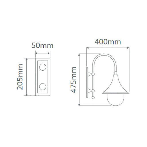 Buy Exterior Wall Lights Australia Monaco Exterior Wall Light Curved Arm H475mm Beige Aluminium - 16016