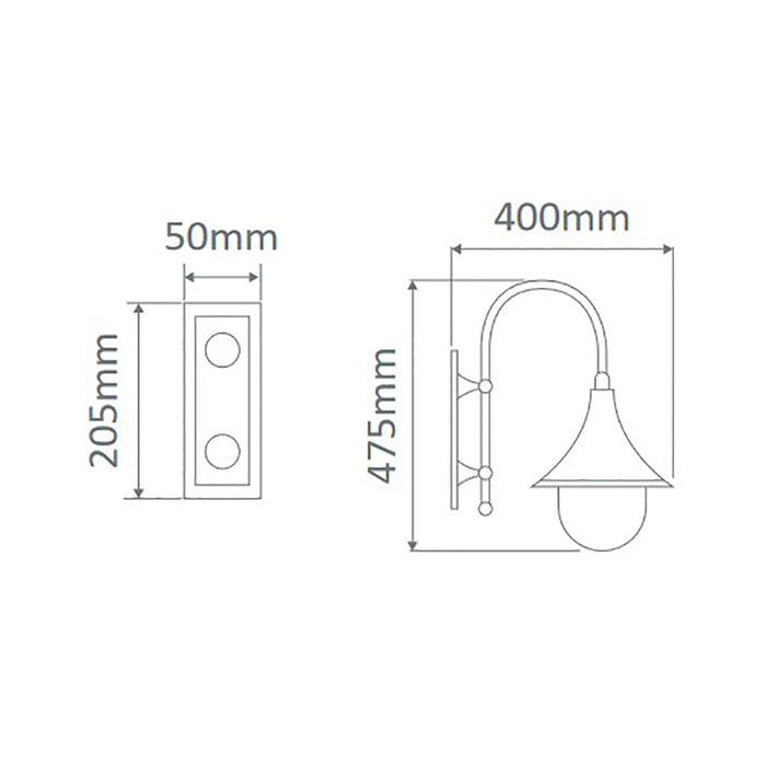 Buy Exterior Wall Lights Australia Monaco Exterior Wall Light Curved Arm H475mm Beige Aluminium - 16016