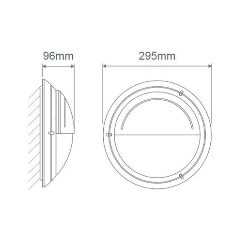 Buy Bunker Lights Australia Polyring Round Eyelid Bunker Light W295mm Black Polycarbonate - 18475