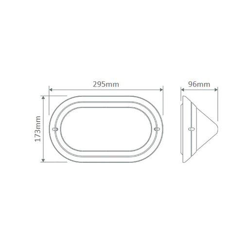 Buy Bunker Lights Australia Polyring Oval Bunker Light W295mm White Polycarbonate - 18481