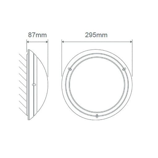 Buy Bunker Lights Australia Polyring Round Bunker Light W295mm Black Polycarbonate - 18592