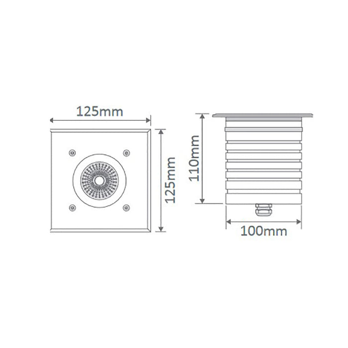 Buy Inground Lights Australia Modula Square Inground Light 24V Aluminium 5000K - 19423