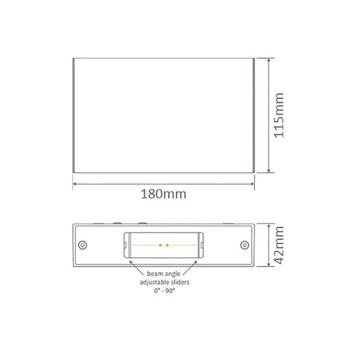 Buy Up / Down Wall Lights Australia Sierra Square Up & Down Wall 2 Lights Black Aluminium 5000K - 19641