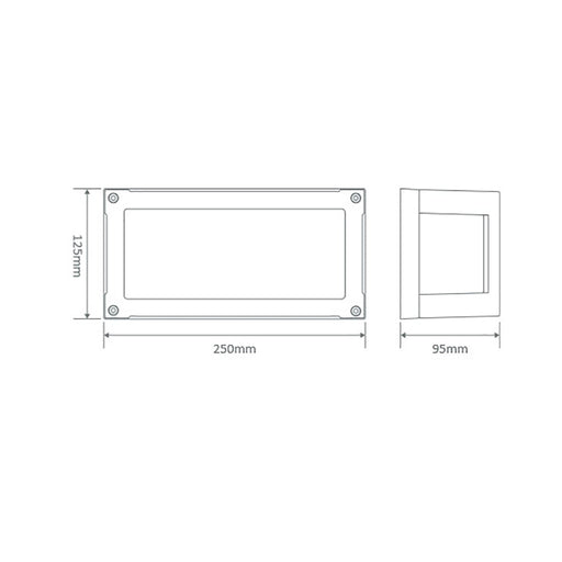 Buy Exterior Wall Lights Australia York Rectangle Exterior Wall Light 7W Dark Grey Aluminium 5000K - 19645