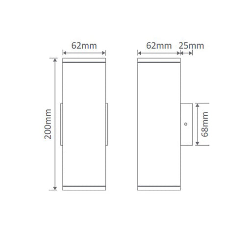 Buy Up / Down Wall Lights Australia Alpha Up & Down Wall 2 Lights H200mm White Aluminium - 19797