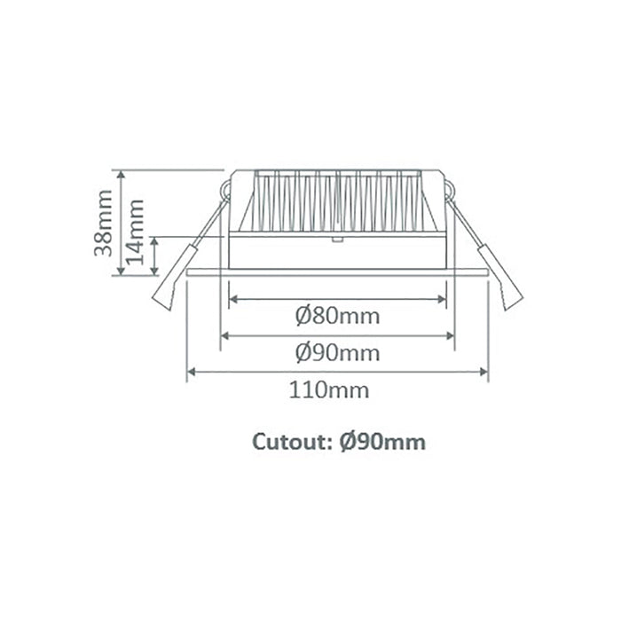 Buy Recessed Downlights Australia Deco Square Recessed Downlight 13W Aluminium 3CCT - 20427