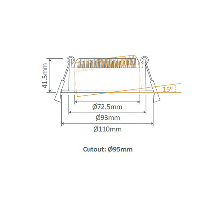 Buy Recessed Downlights Australia Deco Round LED Tilt Downlight 13W White Aluminium 3CCT - 20430