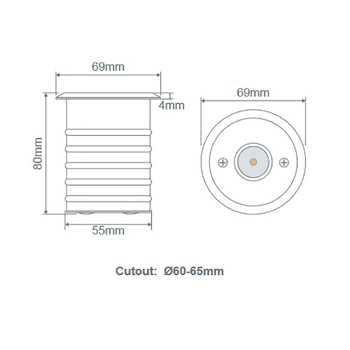 Buy Inground Lights Australia Magneto Inground Light 24V 3W 60° Stainless Steel 5000K - 21082