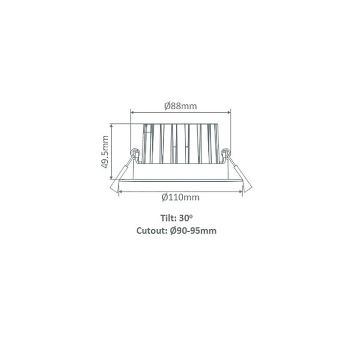 Buy Recessed LED Downlights Australia Aqua Recessed LED Tilt Downlight 13W White Aluminium 5700K - 21330
