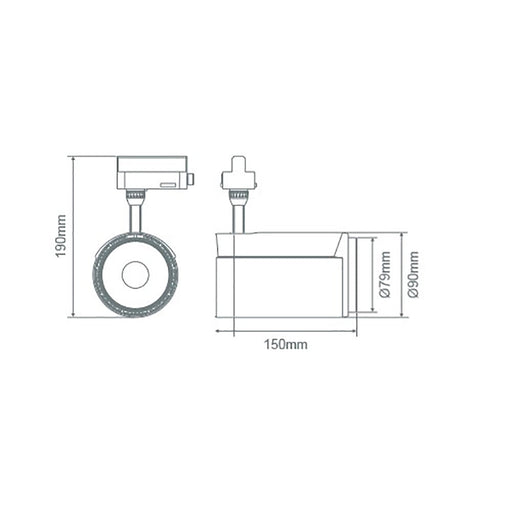 Buy Three Circuit Track Heads Australia Mars Three Circuit Track Head 25W Non Dimmable White Aluminium 3000K - 22402