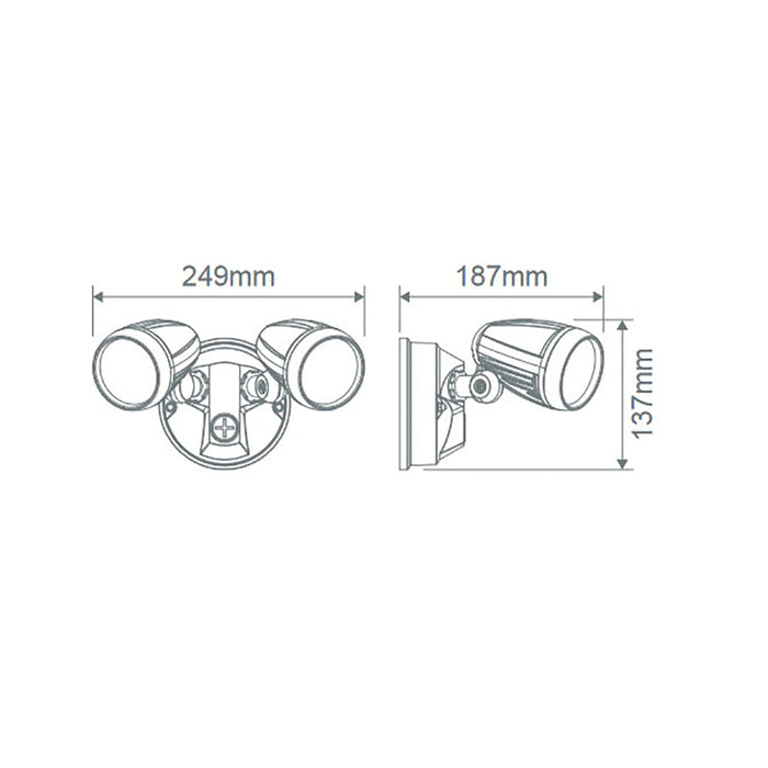 Buy Exterior Spotlights Australia Muro Exterior Spot 2 lights 30W Dark Grey Aluminium 3CCT - 25060