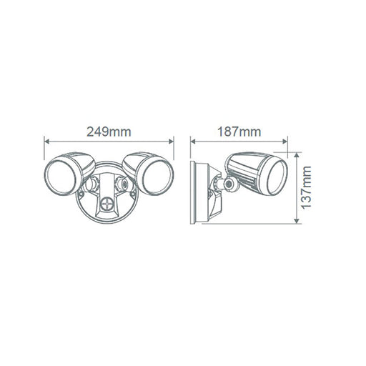 Buy Exterior Spotlights Australia Muro Exterior Spot 2 lights 30W Black Aluminium 3CCT - 25059