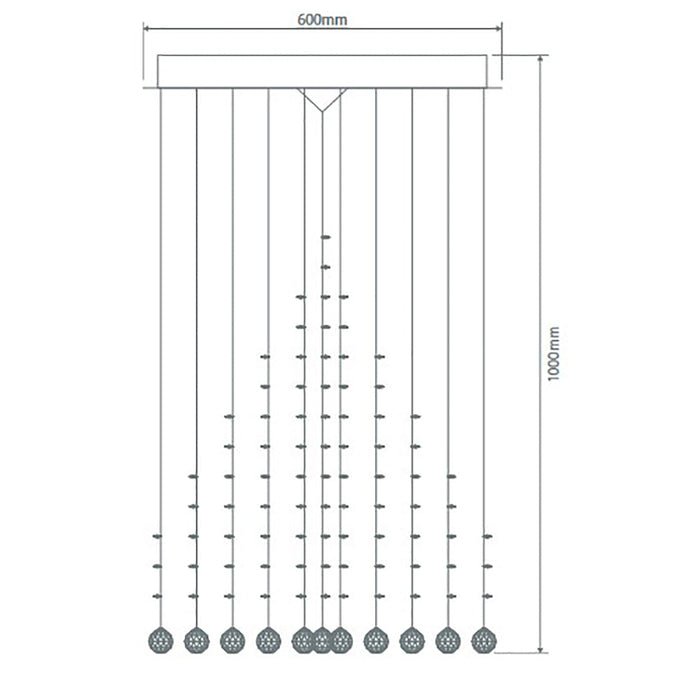 Buy Ceiling Crystals Australia Everest Ceiling Crystal 9 Lights W600mm Chrome 5000K - 35006