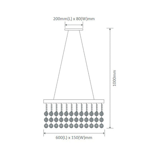 Buy Ceiling Crystals Australia Starlight Ceiling Crystal 4 Lights W600mm Chrome 5000K - 35034