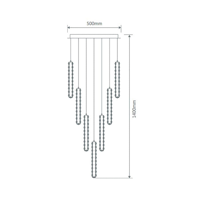 Buy Ceiling Crystals Australia Arctic Ceiling Crystal W500mm Chrome 5000K - 35050