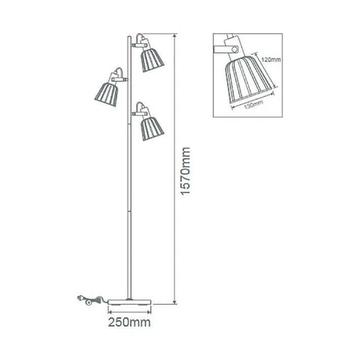 Buy Floor Lamps Australia Ashley Floor Lamp 3 Lights Black Metal - 22517