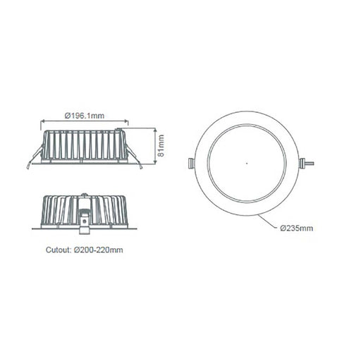 Buy Recessed LED Downlights Australia Neo-Pro Recessed LED Downlight 35W Black Aluminium 3CCT - 20919