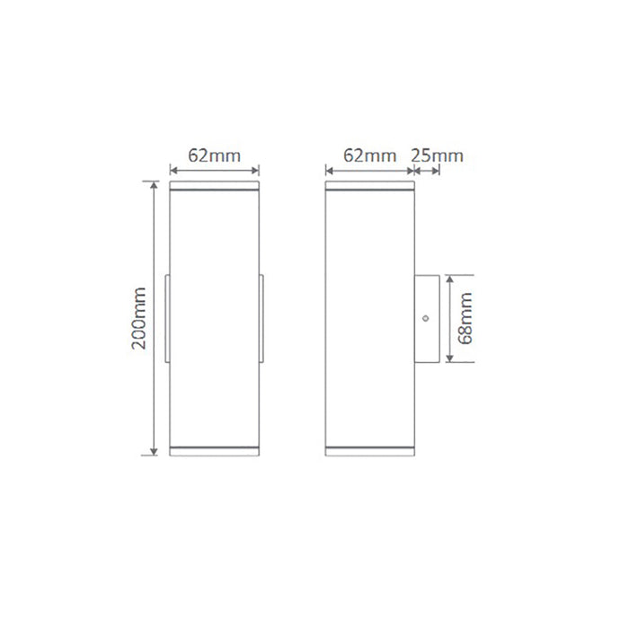 Buy Up / Down Wall Lights Australia Alpha Up & Down Wall 2 Lights 12W Black Aluminium 3CCT - 19131