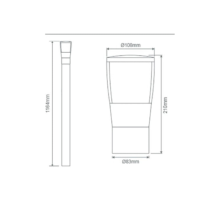 Buy Bollard Lights Australia BL-200 Bollard Light H1164mm Green Aluminium - 10737