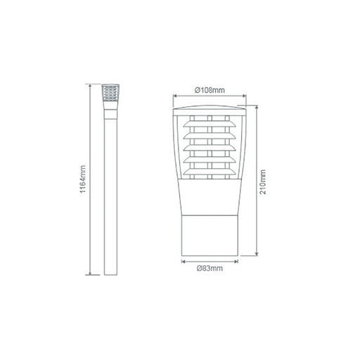 Buy Bollard Lights Australia BL-300 Bollard Light H1164mm Silver Aluminium - 10742