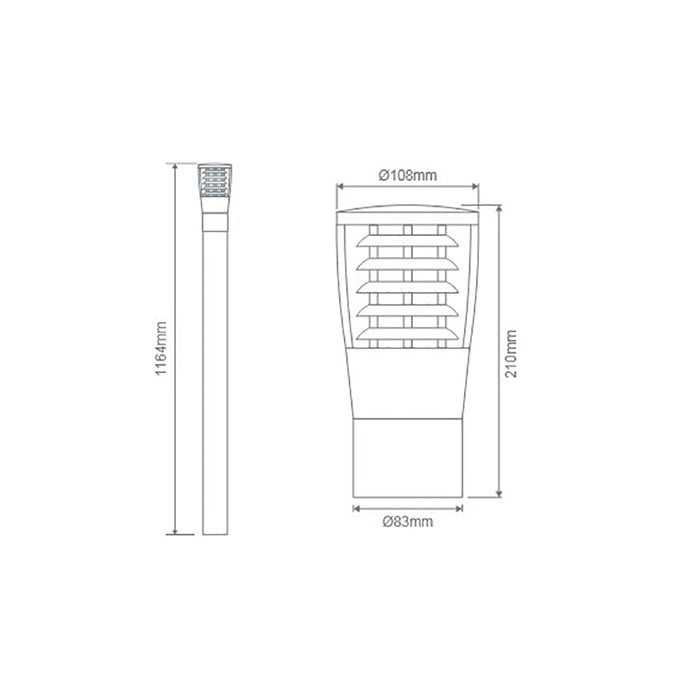 Buy Bollard Lights Australia BL-300 Bollard Light H1164mm Black Aluminium - 10741