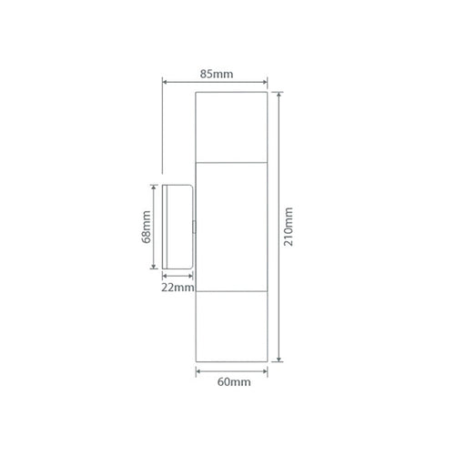 Buy Up / Down Wall Lights Australia Shadow Up & Down Wall 2 Lights Silver Aluminium 3CCT - 49028