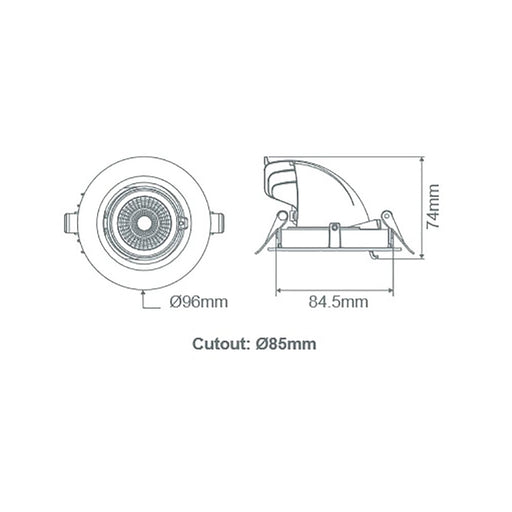 Buy Recessed LED Downlights Australia Scoop Recessed LED Downlight 13W White Aluminium 3CCT / DALI - 20469