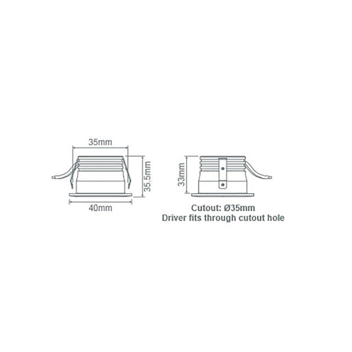 Buy Recessed LED Downlights Australia Pico Recessed LED Downlight W40mm 3W Black 3CCT - 21575