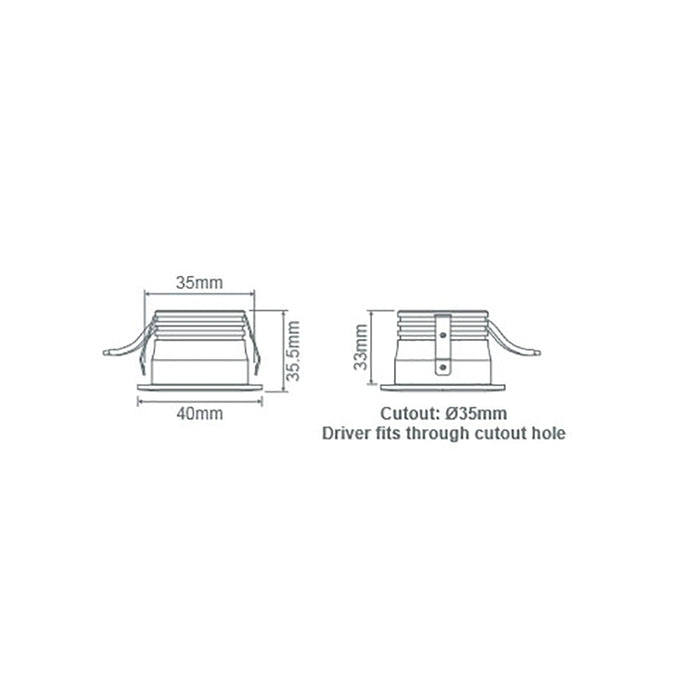 Buy Recessed LED Downlights Australia Pico Recessed LED Downlight W40mm 3W Black 3CCT - 21575