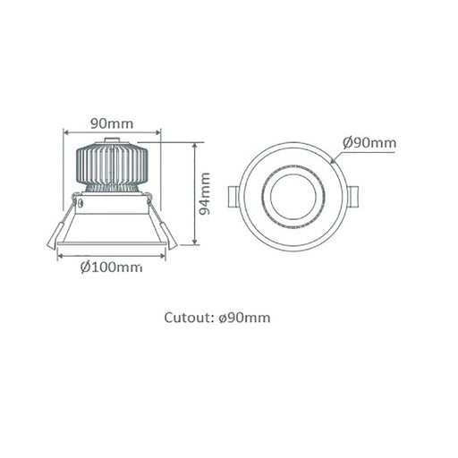 Buy Recessed LED Downlights Australia Deep Recessed LED Downlight 13W Black Aluminium 3CCT / DALI - 21738