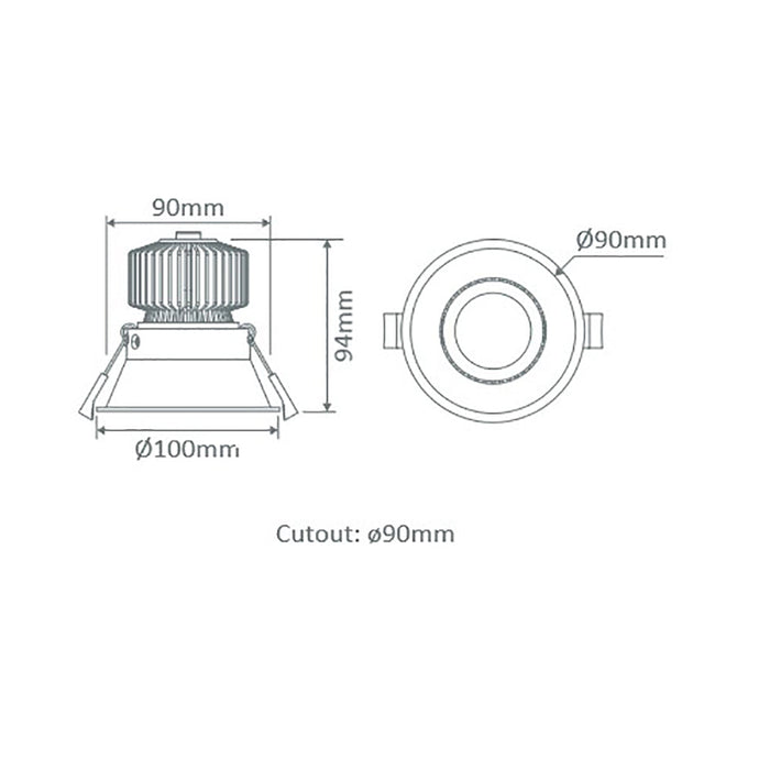 Buy Recessed LED Downlights Australia Deep Recessed LED Downlight 13W Black Aluminium 3CCT / DALI - 21738