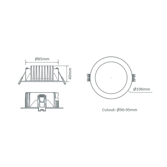 Buy Recessed LED Downlights Australia Hasty Recessed LED Downlight 8W White Plastic 3CCT - 20821