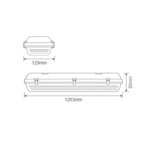 Buy LED Batten Lights Australia Hydro LED Batten Light L1263mm White Polycarbonate 3CCT - 66017