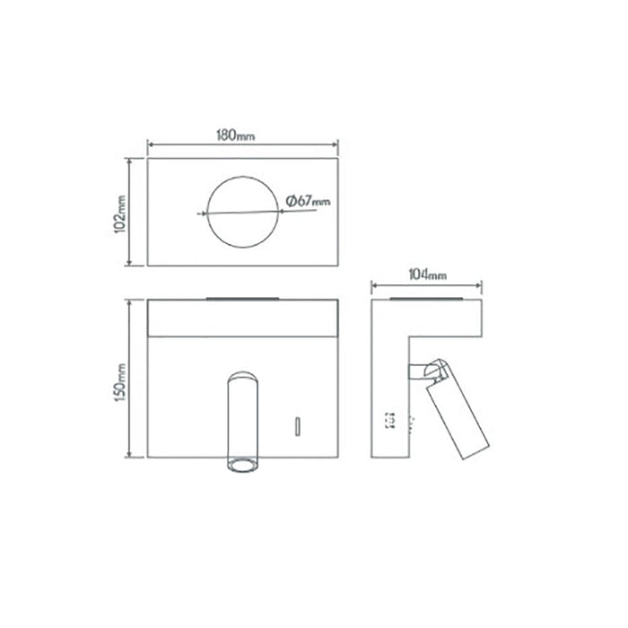 Buy Bedside Reading Lights Australia Charge Bedside Reading Light 2W Black 3CCT - 22695