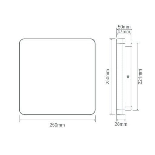 Buy LED Oyster Lights Australia Sunset Square LED Oyster Light W250mm White Polycarbonate 3CCT - 20886