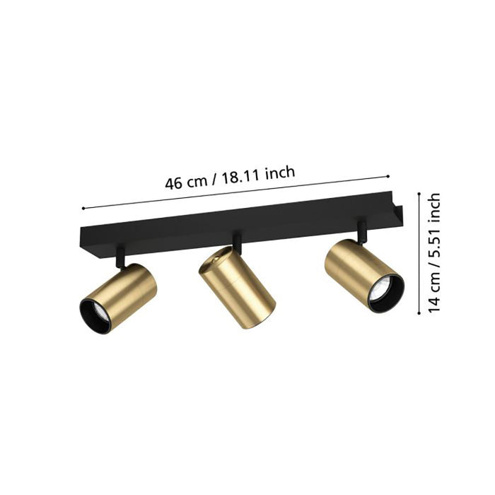 Buy Spotlights Australia Cumaribo Spot 3 lights Black / Brass Steel - 390084N