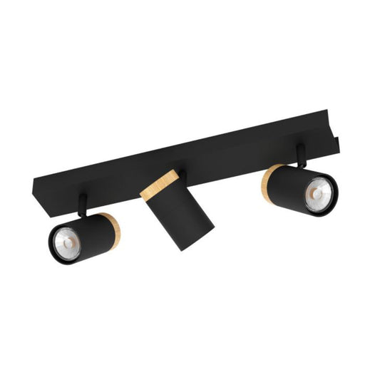 Buy Spotlights Australia Cartagena Spotlight 3 Lights Black Steel Brown Wood - 39648N