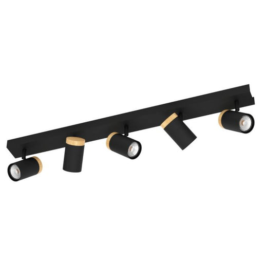 Buy Spotlights Australia Cartagena Spotlight 5 Lights Black Steel Brown Wood - 39649N