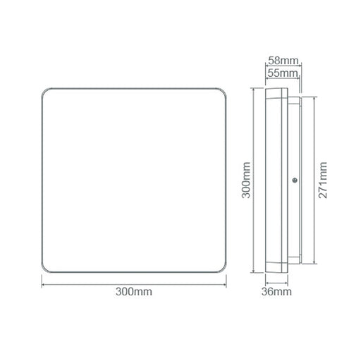 Buy LED Oyster Lights Australia Sunset Square LED Oyster Light W300mm White Polycarbonate 3CCT - 20887