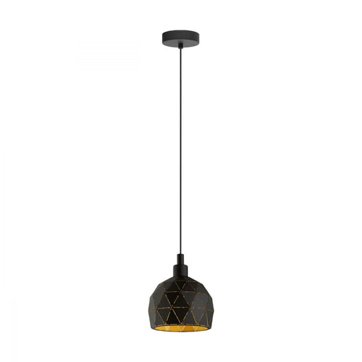Buy Pendant Lights Australia Roccaforte 1 Light Pendant Black & Gold 170mm - 33345N