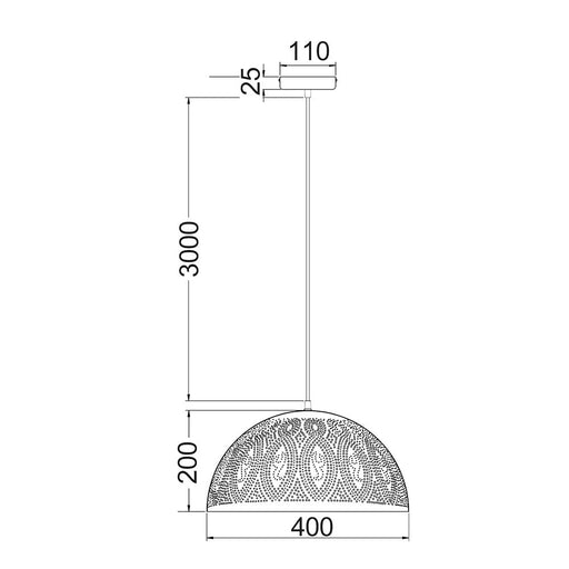 Buy Pendant Lights Australia MARRAKESH Dome Pendant Light Black / Gold - MARRAKESH03A