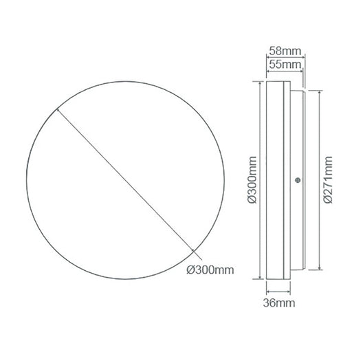 Buy LED Oyster Lights Australia Sunset Round LED Oyster Light W300mm White Polycarbonate 3CCT - 20881