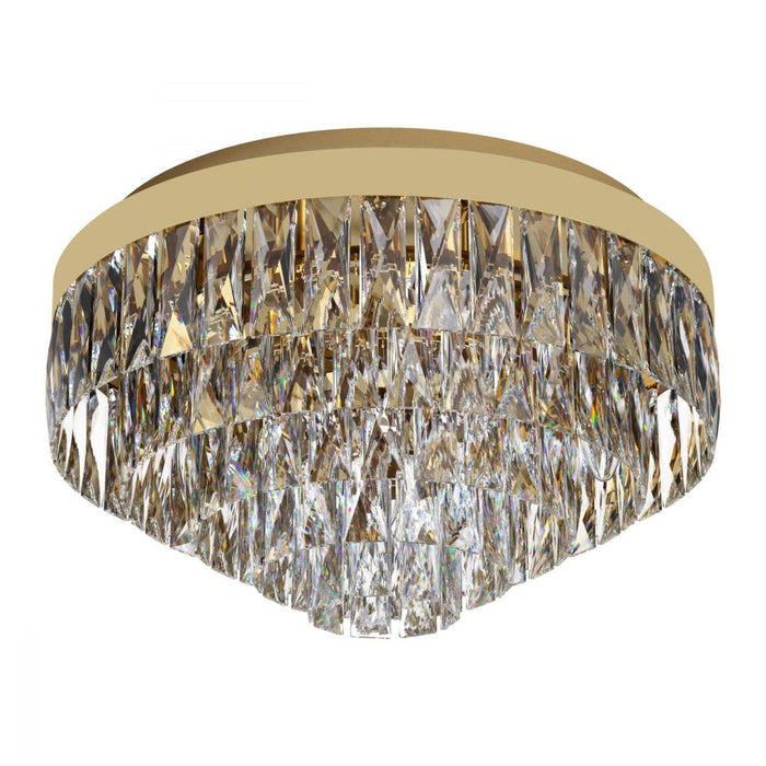 Buy Flush Mount Lights Australia Valparaiso 8 Light Ceiling Gold Coloured & Crystal 480mm - 39457