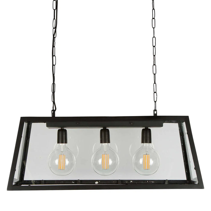 Buy Island Pendant Lights Australia Solane Island Pendant 3 Lights Black Iron / Glass - ELHK2121