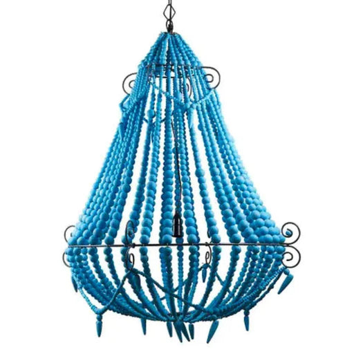 Buy Chandeliers Australia Beaded Chandelier Large Blue Timber - ELAH434LRTRQ