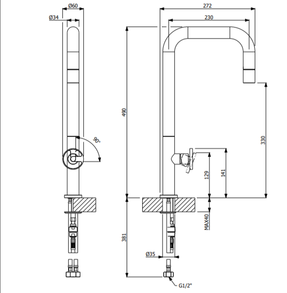 Patio Pull Out Mixer Lead Free Stainless Steel - 400727-LF