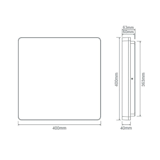 Buy LED Oyster Lights Australia Sunset Square LED Oyster Light W400mm White Polycarbonate 3CCT - 20888
