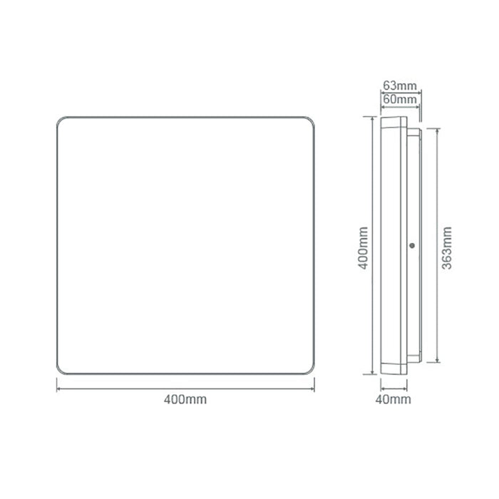 Buy LED Oyster Lights Australia Sunset Square LED Oyster Light W400mm White Polycarbonate 3CCT - 20888